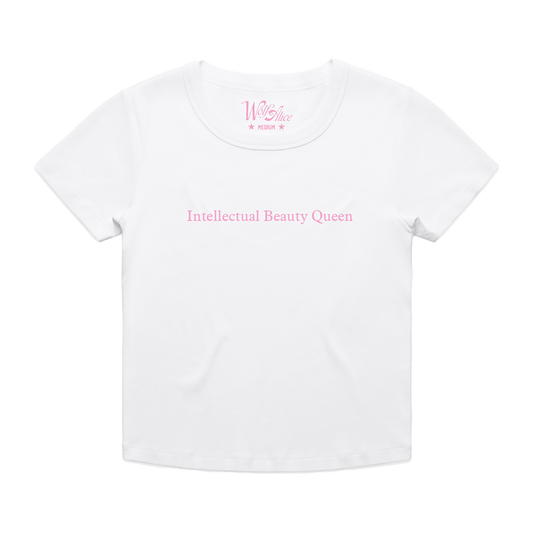 'Intellectual Beauty Queen' White Baby Tee