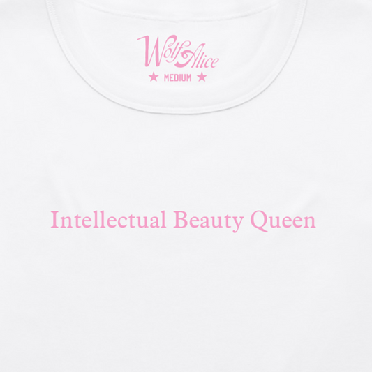 'Intellectual Beauty Queen' White Baby Tee